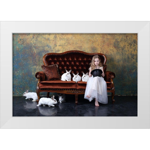 Qthe Riddleq Or Qhow Many Rabbits Are There On The Photoq? White Modern Wood Framed Art Print by Ivanova, Victoria