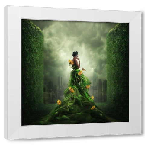 Go Green White Modern Wood Framed Art Print by Hardibudi