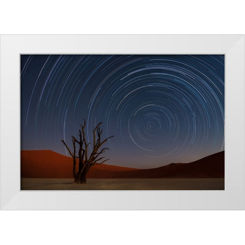 Star Trails Of Namibia White Modern Wood Framed Art Print by Deakin, Karen
