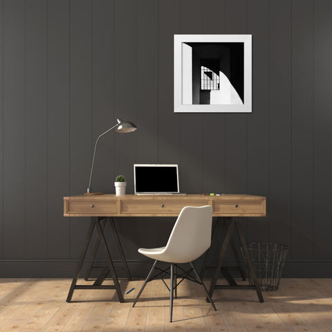 The Black Cat White Modern Wood Framed Art Print by Della Latta, Massimo