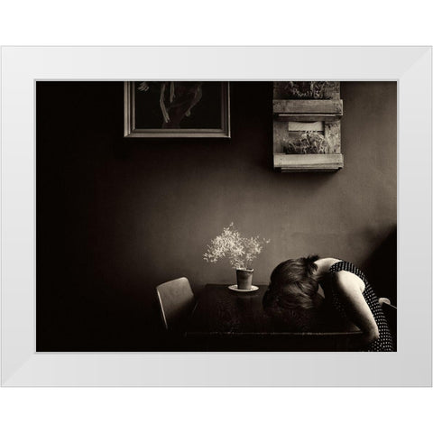 Grief White Modern Wood Framed Art Print by Dirven, Ton
