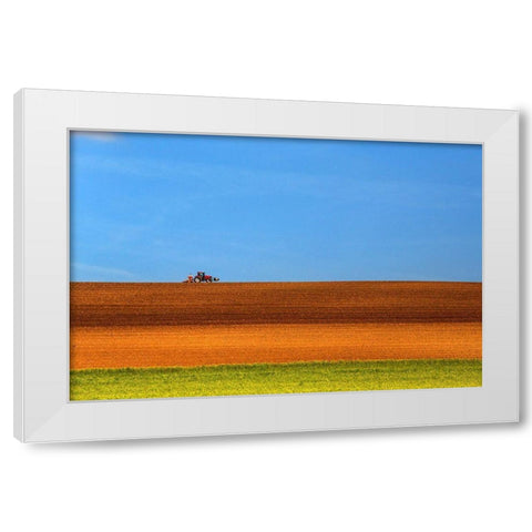 The Tractor White Modern Wood Framed Art Print by Della Latta, Massimo
