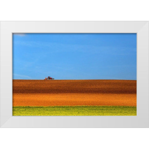 The Tractor White Modern Wood Framed Art Print by Della Latta, Massimo