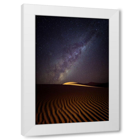 Milky Way Over The Dunes Of Sossusvlei-Namibia White Modern Wood Framed Art Print by Deakin, Karen