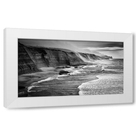Magoito Beach White Modern Wood Framed Art Print by Tomaz Silva, Filipe