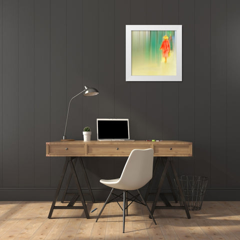 Dame In Rot White Modern Wood Framed Art Print by Ohlendorf, Anette