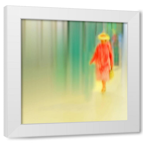 Dame In Rot White Modern Wood Framed Art Print by Ohlendorf, Anette