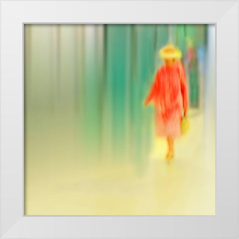 Dame In Rot White Modern Wood Framed Art Print by Ohlendorf, Anette