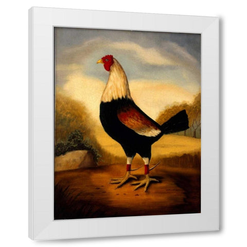 First Fighting Cock White Modern Wood Framed Art Print by Churchill, Alexandra