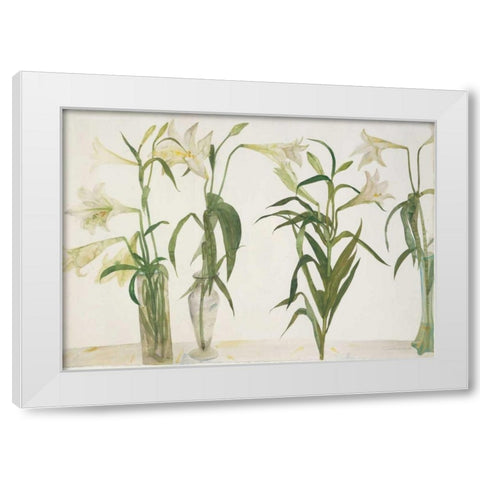 Green and White Lilies White Modern Wood Framed Art Print by Blackadder, Elizabeth