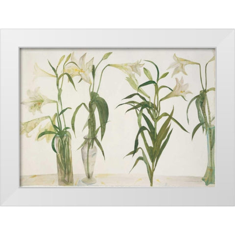 Green and White Lilies White Modern Wood Framed Art Print by Blackadder, Elizabeth