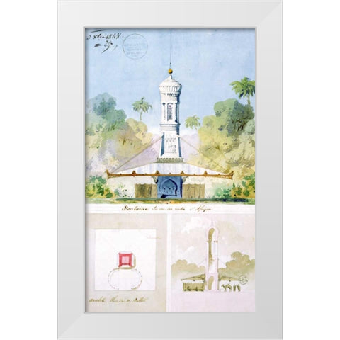 Fountain White Modern Wood Framed Art Print by Ancelet, Gabrielle-August