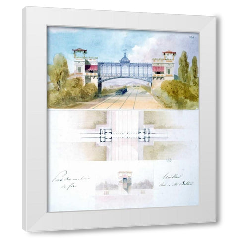Railway Bridge White Modern Wood Framed Art Print by Huillard, Charles-August