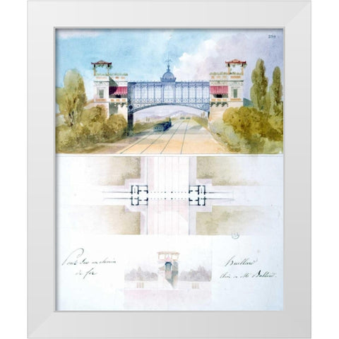 Railway Bridge White Modern Wood Framed Art Print by Huillard, Charles-August