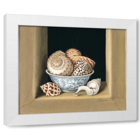 Shells in Bowls I White Modern Wood Framed Art Print by Baron, Jenny