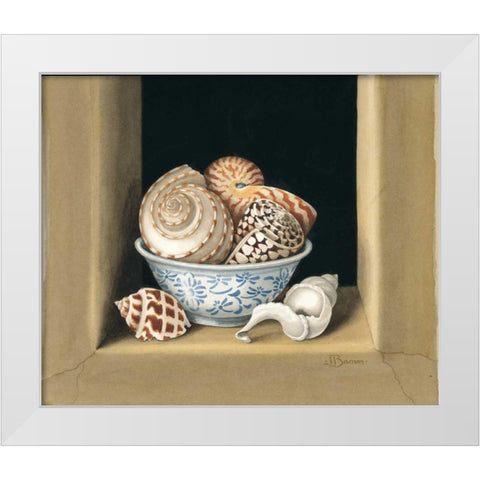 Shells in Bowls I White Modern Wood Framed Art Print by Baron, Jenny