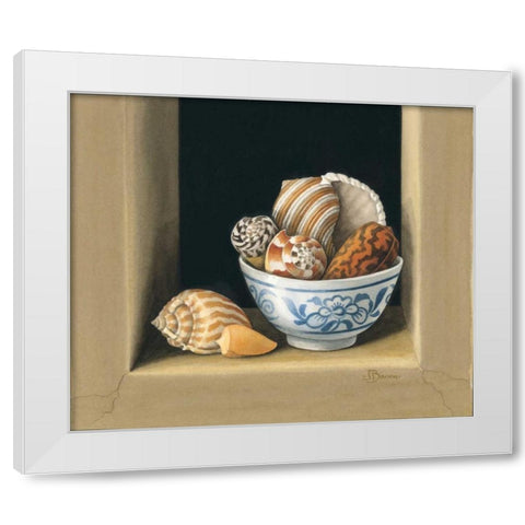 Shells in Bowls, II White Modern Wood Framed Art Print by Baron, Jenny