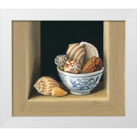 Shells in Bowls, II White Modern Wood Framed Art Print by Baron, Jenny