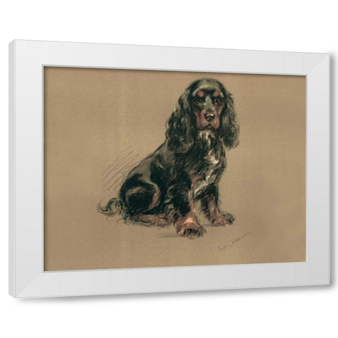 Spaniel White Modern Wood Framed Art Print by Dawson, Lucy
