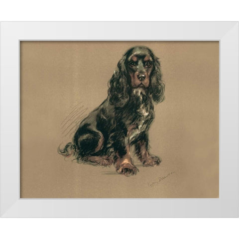 Spaniel White Modern Wood Framed Art Print by Dawson, Lucy