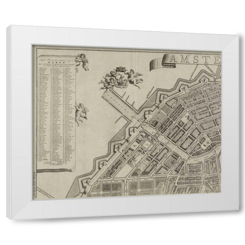 Amsterdam Sectional Map White Modern Wood Framed Art Print by De Broen, Gerrit