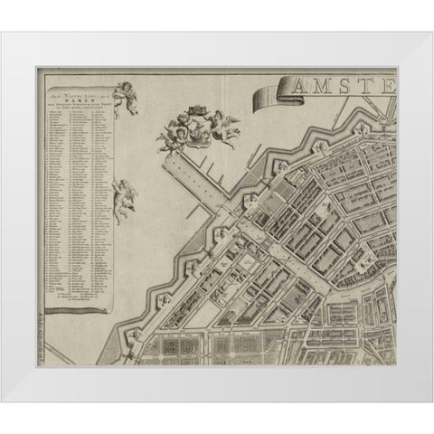 Amsterdam Sectional Map White Modern Wood Framed Art Print by De Broen, Gerrit