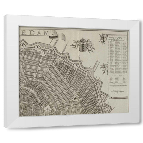 Amsterdam Sectional Map White Modern Wood Framed Art Print by De Broen, Gerrit