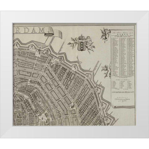 Amsterdam Sectional Map White Modern Wood Framed Art Print by De Broen, Gerrit