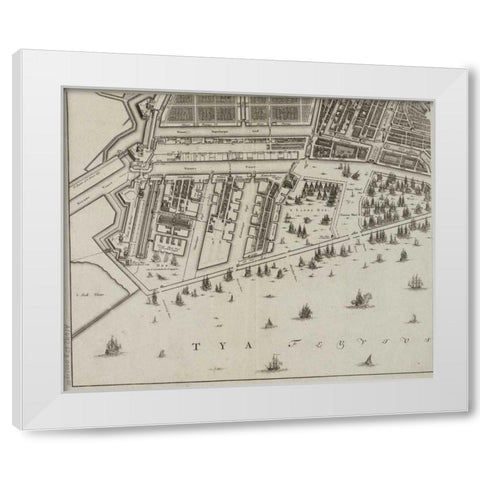 Amsterdam Sectional Map White Modern Wood Framed Art Print by De Broen, Gerrit