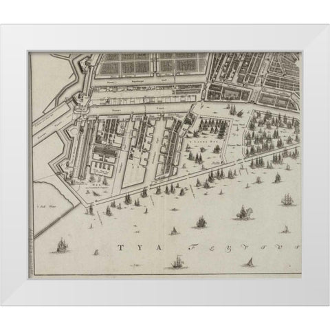 Amsterdam Sectional Map White Modern Wood Framed Art Print by De Broen, Gerrit
