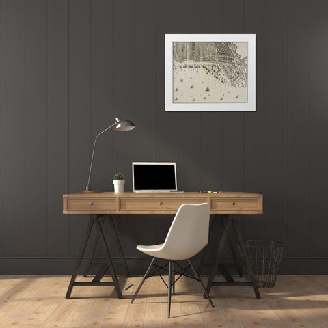 Amsterdam Sectional Map White Modern Wood Framed Art Print by De Broen, Gerrit