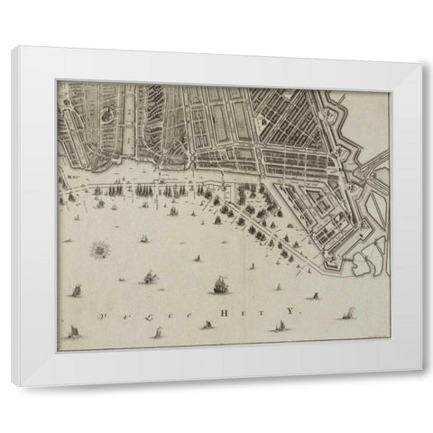 Amsterdam Sectional Map White Modern Wood Framed Art Print by De Broen, Gerrit