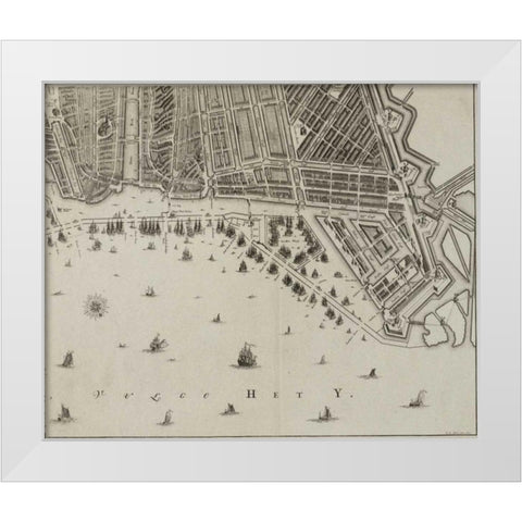 Amsterdam Sectional Map White Modern Wood Framed Art Print by De Broen, Gerrit