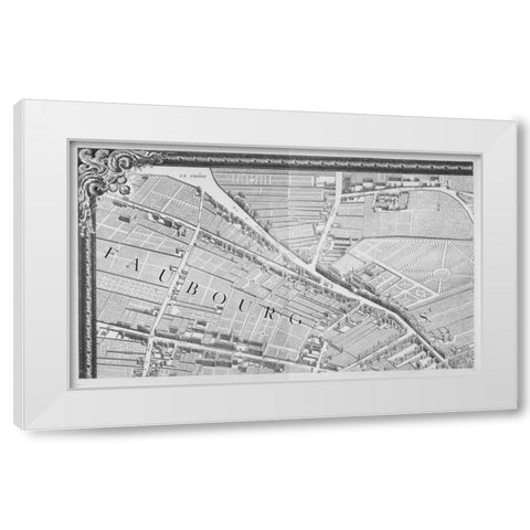 Paris 1739 Sectional map White Modern Wood Framed Art Print by Turgot, Michel-Etienne