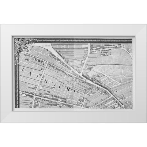 Paris 1739 Sectional map White Modern Wood Framed Art Print by Turgot, Michel-Etienne