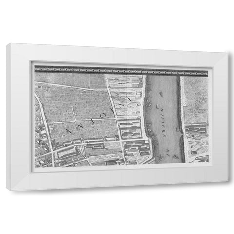 Paris 1739 Sectional map White Modern Wood Framed Art Print by Turgot, Michel-Etienne