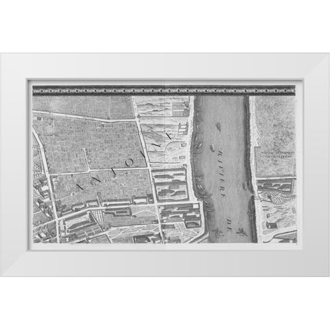 Paris 1739 Sectional map White Modern Wood Framed Art Print by Turgot, Michel-Etienne