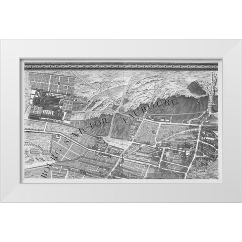 Paris 1739 Sectional map White Modern Wood Framed Art Print by Turgot, Michel-Etienne