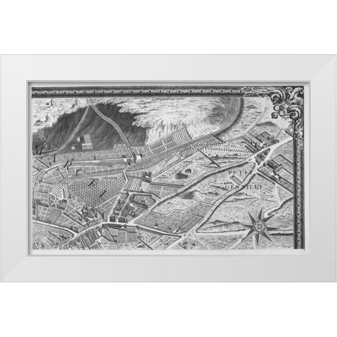 Paris 1739 Sectional map White Modern Wood Framed Art Print by Turgot, Michel-Etienne