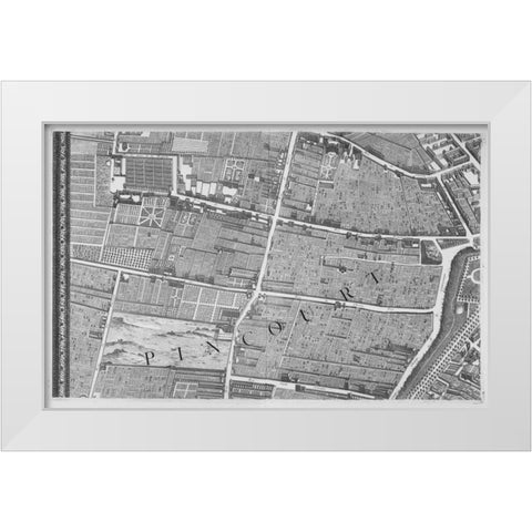 Paris 1739 Sectional map White Modern Wood Framed Art Print by Turgot, Michel-Etienne