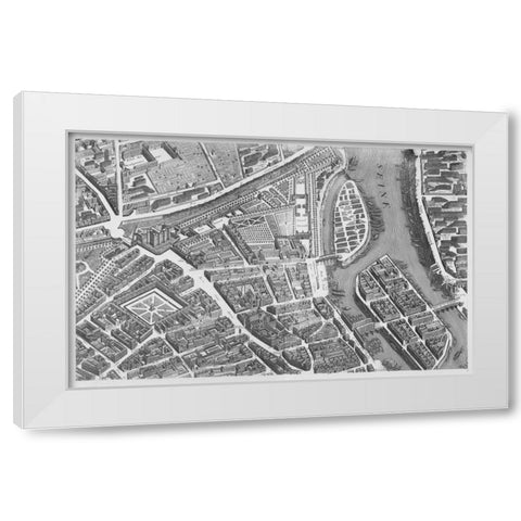 Paris 1739 Sectional map White Modern Wood Framed Art Print by Turgot, Michel-Etienne