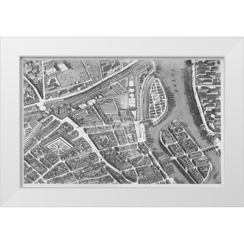 Paris 1739 Sectional map White Modern Wood Framed Art Print by Turgot, Michel-Etienne