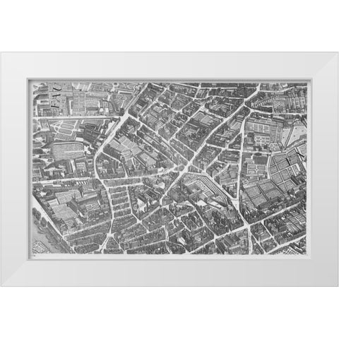 Paris 1739 Sectional map White Modern Wood Framed Art Print by Turgot, Michel-Etienne