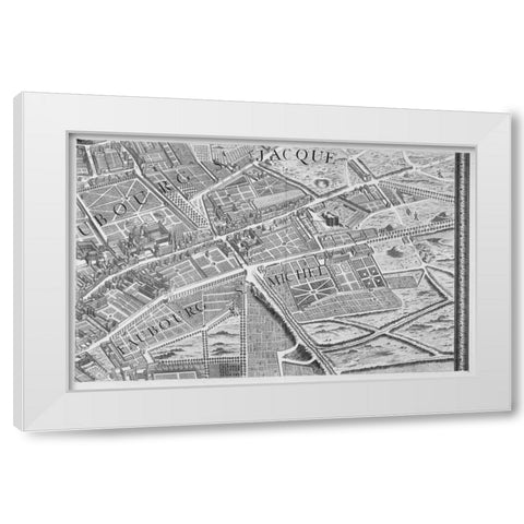 Paris 1739 Sectional map White Modern Wood Framed Art Print by Turgot, Michel-Etienne