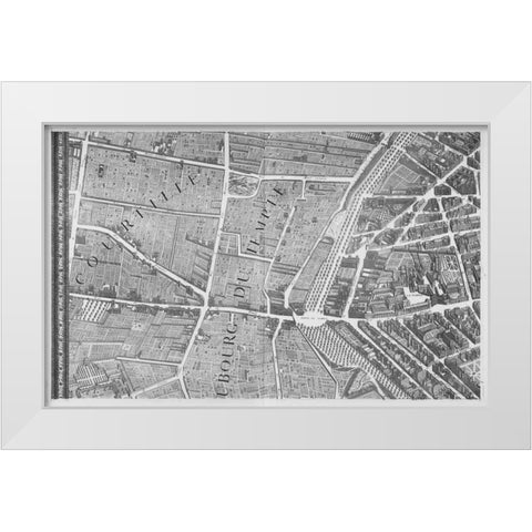 Paris 1739 Sectional map White Modern Wood Framed Art Print by Turgot, Michel-Etienne