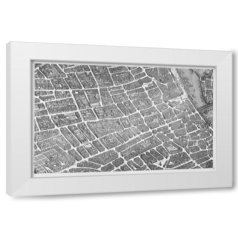 Paris 1739 Sectional map White Modern Wood Framed Art Print by Turgot, Michel-Etienne