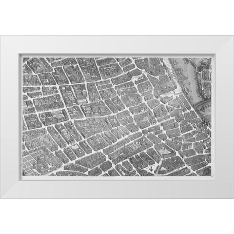 Paris 1739 Sectional map White Modern Wood Framed Art Print by Turgot, Michel-Etienne