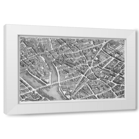 Paris 1739 Sectional map White Modern Wood Framed Art Print by Turgot, Michel-Etienne