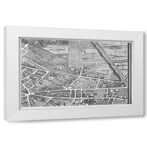 Paris 1739 Sectional map White Modern Wood Framed Art Print by Turgot, Michel-Etienne