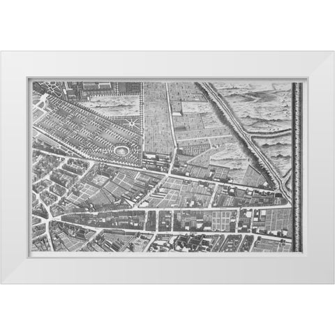Paris 1739 Sectional map White Modern Wood Framed Art Print by Turgot, Michel-Etienne